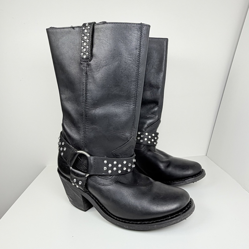 Harley-Davidson 85349 Studded Moto Motorcycle Boots Black Womens US 8